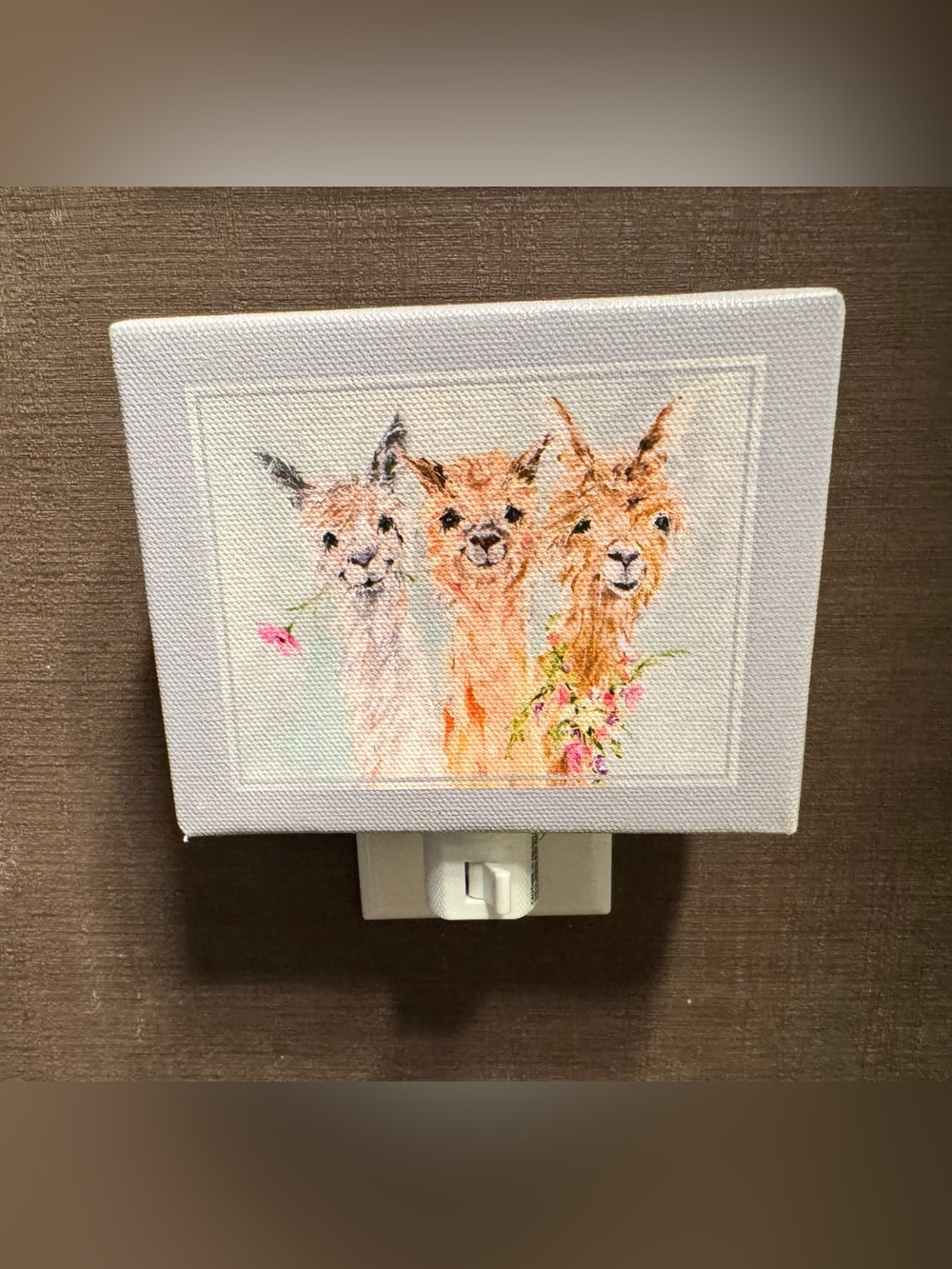NWT Oopsy Daisy Plug-In Night Light Canvas Sweet Alpacas Floral Boho Farmhouse